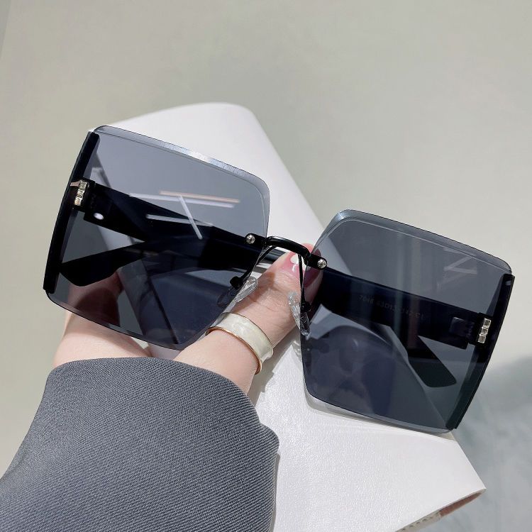 2023新款方形無框切邊太陽眼鏡網紅個性閃粉大框時尚大臉顯瘦墨鏡 2023新款方形無框切邊太陽眼鏡網紅個性閃粉大框時尚大臉顯瘦墨鏡