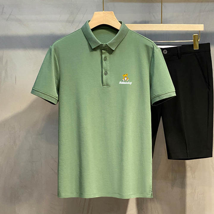 2023年新款刺繡高端翻領POLO衫男